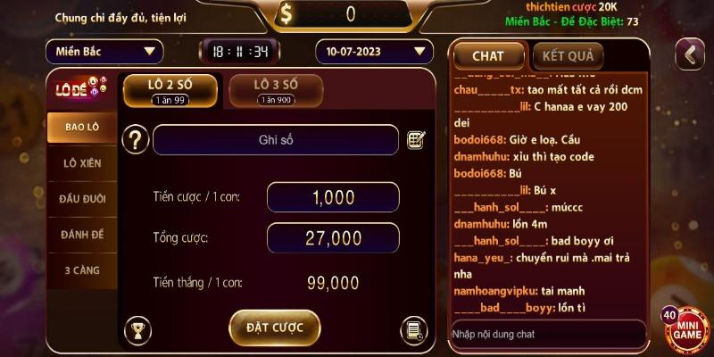 Luật chơi lô đề cơ bản ở game bài Sun Win